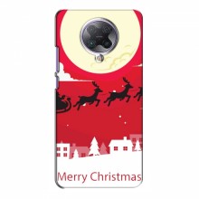 Рождественские Чехлы для Xiaomi Poco F2 Pro (VPrint) Санта с оленями - купить на Floy.com.ua
