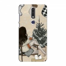 Рождественские, Праздничные Чехлы для Nokia 3.1 Plus Девушка с елкой - купить на Floy.com.ua
