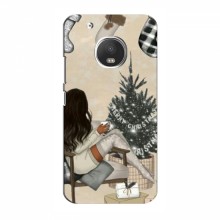 Рождественские, Праздничные Чехлы для Motorola MOTO G5 Девушка с елкой - купить на Floy.com.ua