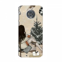Рождественские, Праздничные Чехлы для Motorola MOTO G6 Plus Девушка с елкой - купить на Floy.com.ua