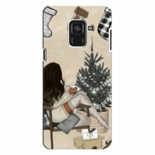 Рождественские, Праздничные Чехлы для Samsung A8 Plus , A8 Plus 2018, A730F Девушка с елкой - купить на Floy.com.ua