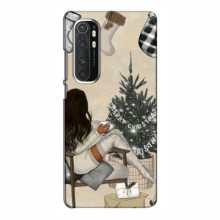 Рождественские, Праздничные Чехлы для Xiaomi Mi Note 10 Lite Девушка с елкой - купить на Floy.com.ua