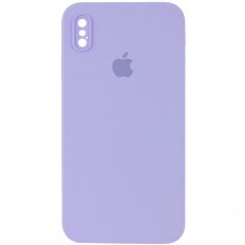 Чехол Silicone Case Square Full Camera Protective (AA) для Apple iPhone XS / X (5.8") Сиреневый - купить на Floy.com.ua