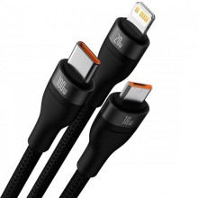Дата кабель Baseus Flash Series 2 USB to MicroUSB-Lightning-Type-C 66W (1.2m) (CASS04000)