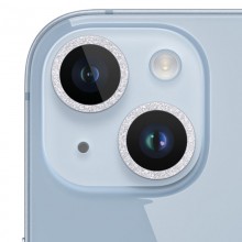 Защитное стекло Metal Sparkles на камеру (в упак.) для Apple iPhone 15 (6.1") / 15 Plus (6.7") Серебряный - купить на Floy.com.ua