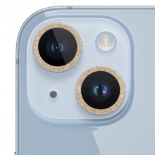 Защитное стекло Metal Sparkles на камеру (в упак.) для Apple iPhone 15 (6.1") / 15 Plus (6.7") Золотой - купить на Floy.com.ua