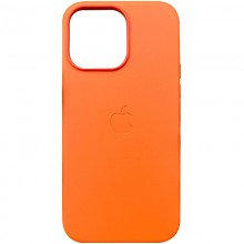 Кожаный чехол Leather Case (AAA) with MagSafe and Animation для Apple iPhone 14 Pro Max (6.7") Orange - купить на Floy.com.ua
