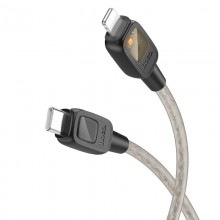 Дата кабель Hoco U124 Stone silicone power-off Type-C to Lightning (1.2m)