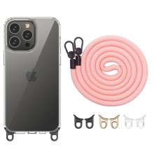 Чехол TPU Transparent with Straps для Apple iPhone 15 Pro Max (6.7") Pink - купить на Floy.com.ua