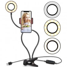 Кольцевая LED-лампа 2в1 с держателем для телефона (прищепка) - купить на Floy.com.ua