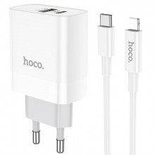 СЗУ HOCO C80A Rapido PD20W+QC3.0 Type-C + USB + Type-C to Lightning cable - купить на Floy.com.ua