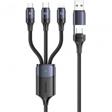 Дата кабель Usams US-SJ511 U71 All in One Aluminum Alloy USB + Type-C to Triple Head 3in1 100W(1.2m) - купить на Floy.com.ua