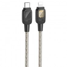 Дата кабель Hoco U124 Stone silicone power-off Type-C to Lightning (1.2m) - купить на Floy.com.ua