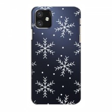 Зимние Чехлы для Apple 12 mini - прозрачный фон Белые снежинки - купить на Floy.com.ua