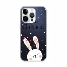 Зимние Чехлы для Apple 16 Pro Max - прозрачный фон Рождественский заяц - купить на Floy.com.ua