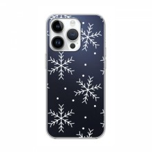 Зимние Чехлы для Apple 16 Pro Max - прозрачный фон Белые снежинки - купить на Floy.com.ua