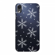 Зимние Чехлы для Apple Xr - прозрачный фон Белые снежинки - купить на Floy.com.ua