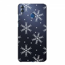 Зимние Чехлы для Huawei Honor 8X Max - прозрачный фон Белые снежинки - купить на Floy.com.ua