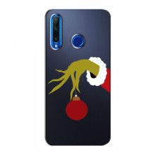 Зимние Чехлы для Huawei Honor 10i - прозрачный фон Гринч с игрушкой - купить на Floy.com.ua