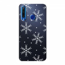Зимние Чехлы для Huawei Honor 10i - прозрачный фон Белые снежинки - купить на Floy.com.ua