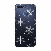Зимние Чехлы для Huawei Honor 7A Pro - прозрачный фон Белые снежинки - купить на Floy.com.ua