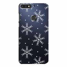 Зимние Чехлы для Huawei Honor 7C Pro - прозрачный фон Белые снежинки - купить на Floy.com.ua