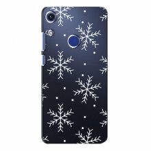 Зимние Чехлы для Huawei Honor 8A - прозрачный фон Белые снежинки - купить на Floy.com.ua