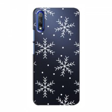 Зимние Чехлы для Huawei Honor 9X - прозрачный фон Белые снежинки - купить на Floy.com.ua