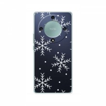 Зимние Чехлы для Huawei Honor Magic 5 Lite 5G - прозрачный фон Белые снежинки - купить на Floy.com.ua