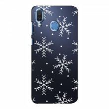 Зимние Чехлы для Huawei Honor Play - прозрачный фон Белые снежинки - купить на Floy.com.ua