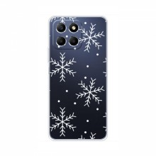 Зимние Чехлы для Huawei Honor X6a - прозрачный фон Белые снежинки - купить на Floy.com.ua
