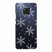 Зимние Чехлы для Huawei Mate 20 - прозрачный фон Белые снежинки - купить на Floy.com.ua