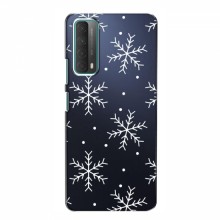 Зимние Чехлы для Huawei P Smart 2021 - прозрачный фон Белые снежинки - купить на Floy.com.ua