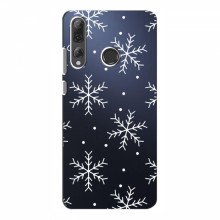 Зимние Чехлы для Huawei P Smart Plus 2019 - прозрачный фон Белые снежинки - купить на Floy.com.ua