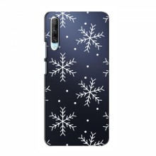 Зимние Чехлы для Huawei P Smart Pro - прозрачный фон Белые снежинки - купить на Floy.com.ua