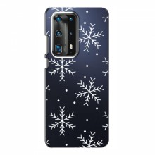 Зимние Чехлы для Huawei P40 - прозрачный фон Белые снежинки - купить на Floy.com.ua