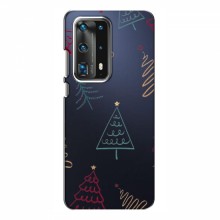 Зимние Чехлы для Huawei P40 - прозрачный фон Рождественские елки - купить на Floy.com.ua