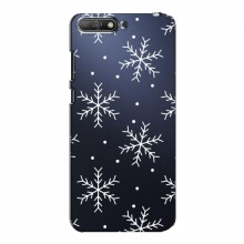 Зимние Чехлы для Huawei Y6 2018 - прозрачный фон Белые снежинки - купить на Floy.com.ua