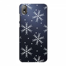 Зимние Чехлы для Huawei Y6 Pro (2019)/ Y6 Prime 2019 - прозрачный фон Белые снежинки - купить на Floy.com.ua