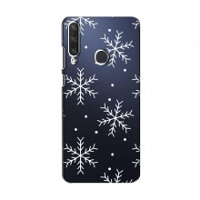 Зимние Чехлы для Huawei Y6p - прозрачный фон Белые снежинки - купить на Floy.com.ua