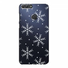 Зимние Чехлы для Huawei Y7 Prime 2018 - прозрачный фон Белые снежинки - купить на Floy.com.ua