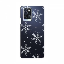 Зимние Чехлы для Infinix Note 10 Pro - прозрачный фон Белые снежинки - купить на Floy.com.ua