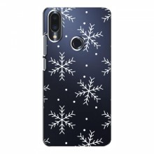 Зимние Чехлы для Meizu Note 9 - прозрачный фон Белые снежинки - купить на Floy.com.ua