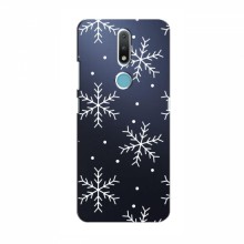 Зимние Чехлы для Nokia 2.4 - прозрачный фон Белые снежинки - купить на Floy.com.ua