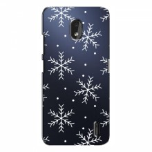 Зимние Чехлы для Nokia 2.2 (2019) - прозрачный фон Белые снежинки - купить на Floy.com.ua