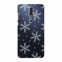 Зимние Чехлы для Nokia 3.1 Plus - прозрачный фон Белые снежинки - купить на Floy.com.ua