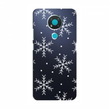 Зимние Чехлы для Nokia 3.4 - прозрачный фон Белые снежинки - купить на Floy.com.ua