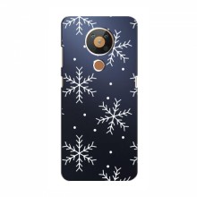 Зимние Чехлы для Nokia 5.3 - прозрачный фон Белые снежинки - купить на Floy.com.ua