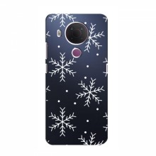 Зимние Чехлы для Nokia 5.4 - прозрачный фон Белые снежинки - купить на Floy.com.ua