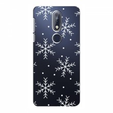 Зимние Чехлы для Nokia 7.1 - прозрачный фон Белые снежинки - купить на Floy.com.ua